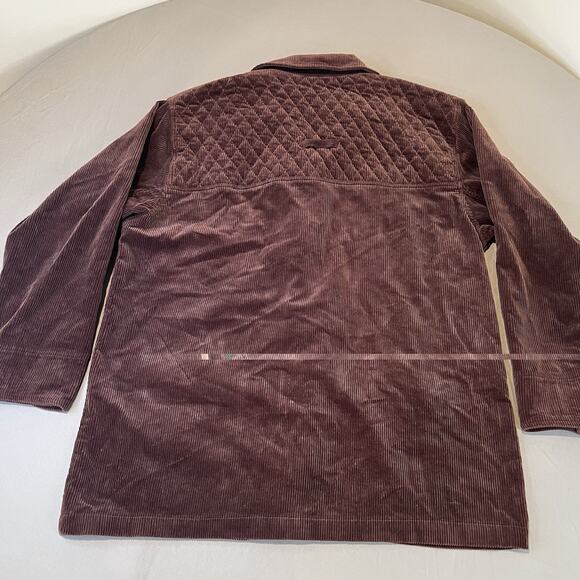 Oversized Corduroy Button Up Chore Barn Jacket Womens Medium Baggy Quilted Brown - Picture 2 of 8